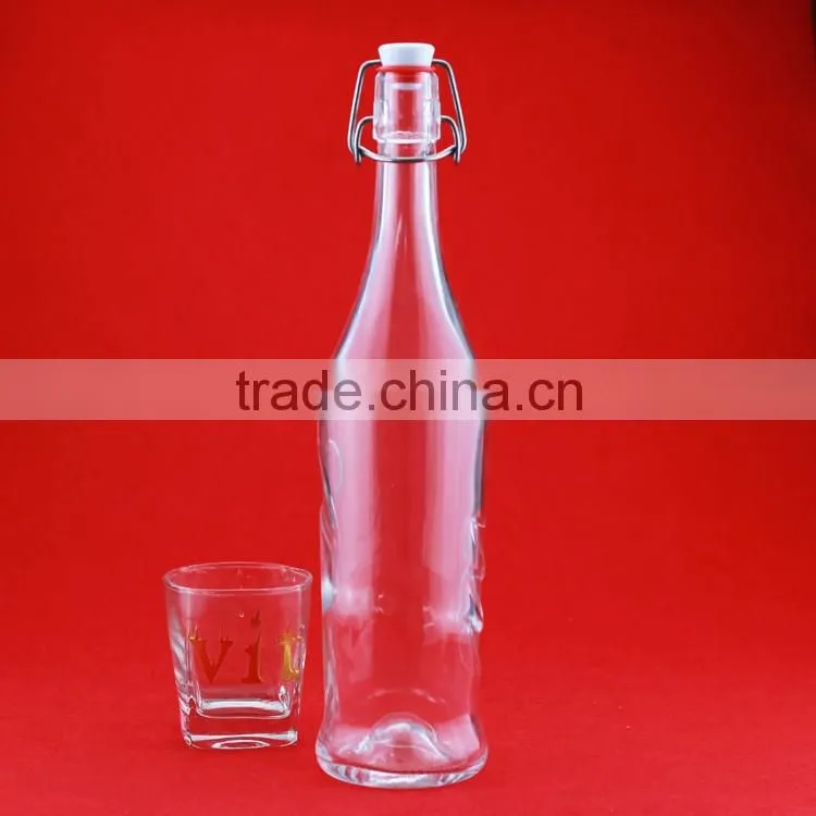 Professional Customized glass printing bottles cork cylinder glass wine bottles 750ml striangle shape bottles