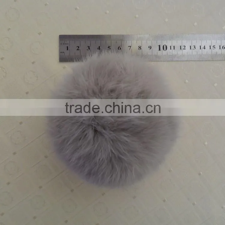 Wholesale Cute Fluffy rabbit fur pompoms with keychain