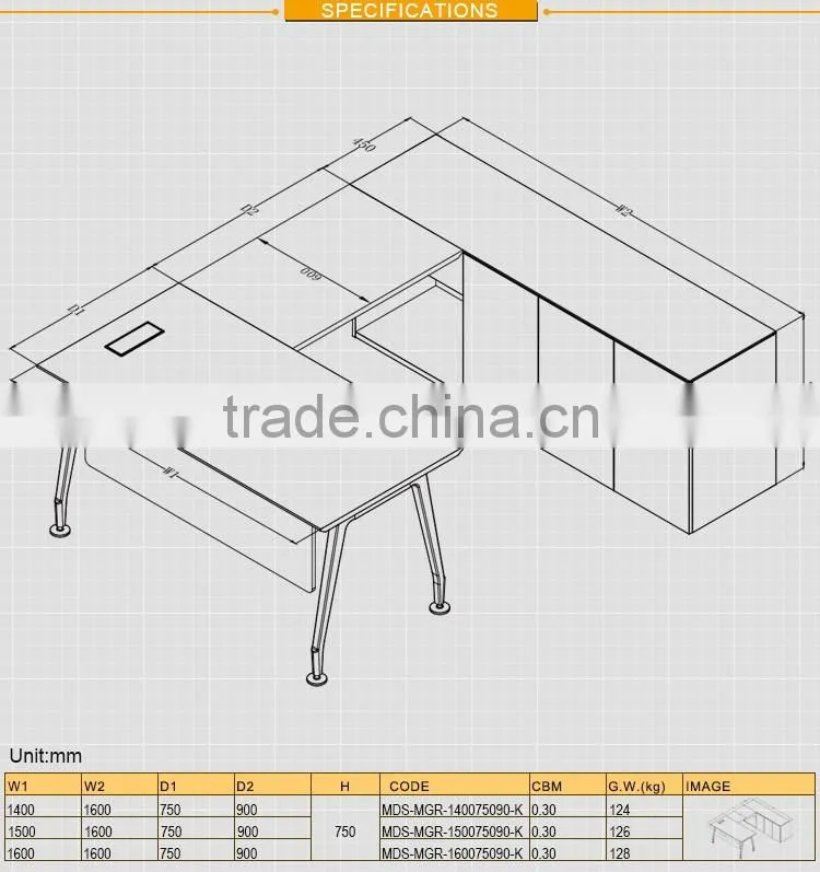 hot sale modern office furniture director desk with back units