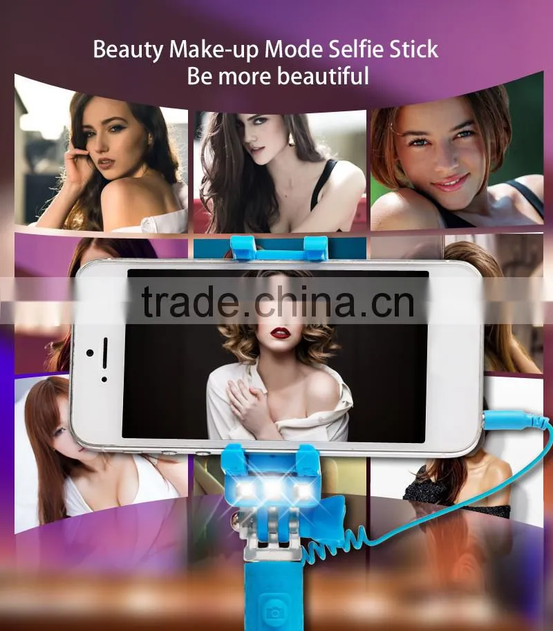 2015 Hot New Products Super Mini Selfie Stick With LED Flash Light, China Manufacturer