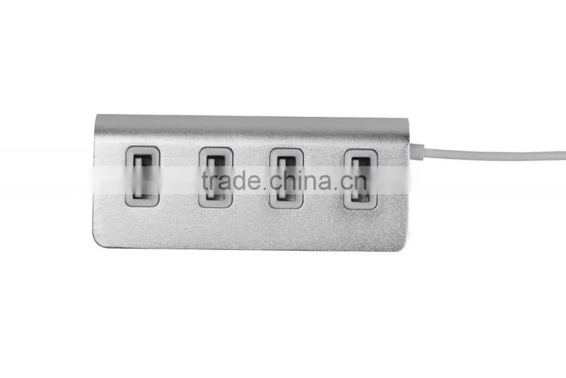 Aluminium casing usb por hub, Type C Change to 4 port usb 2.0 hub for Macbook with LED indicators