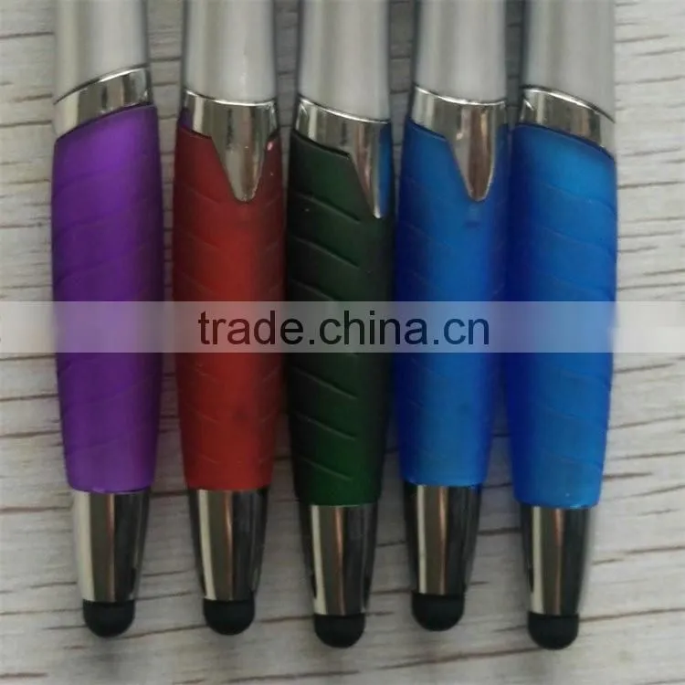 High demand export products Lacquer silver barrel 2 in 1 touch screen stylus pen