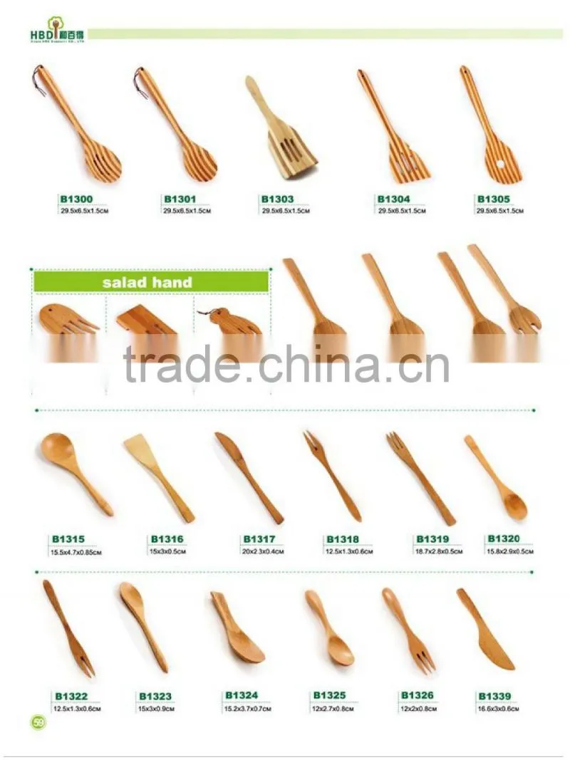 Cheap bamboo kitchen salad utensils set wholesale