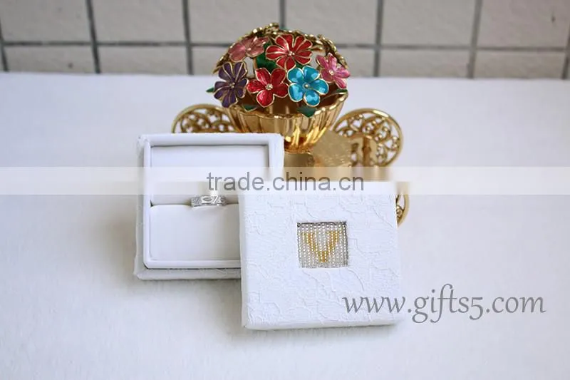Wedding Creative Custom Ring Box with beaded name plate of O For Engagement