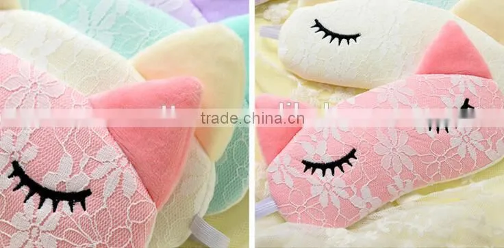 Korea Style Cute Lace Cat Shape High Quality Soft Patch Sleeping Travel Blindfold Shade Cover Eye Mask