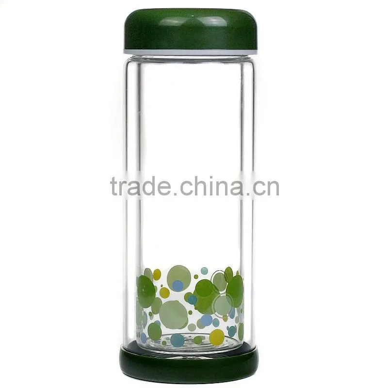 200ml Drinking Water Bottles with Colorful Lid Double Wall Glass Water Bottle for Tea