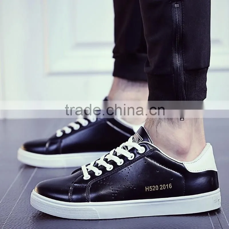 2016 fashion men suitable wihite and blcak PU shoes