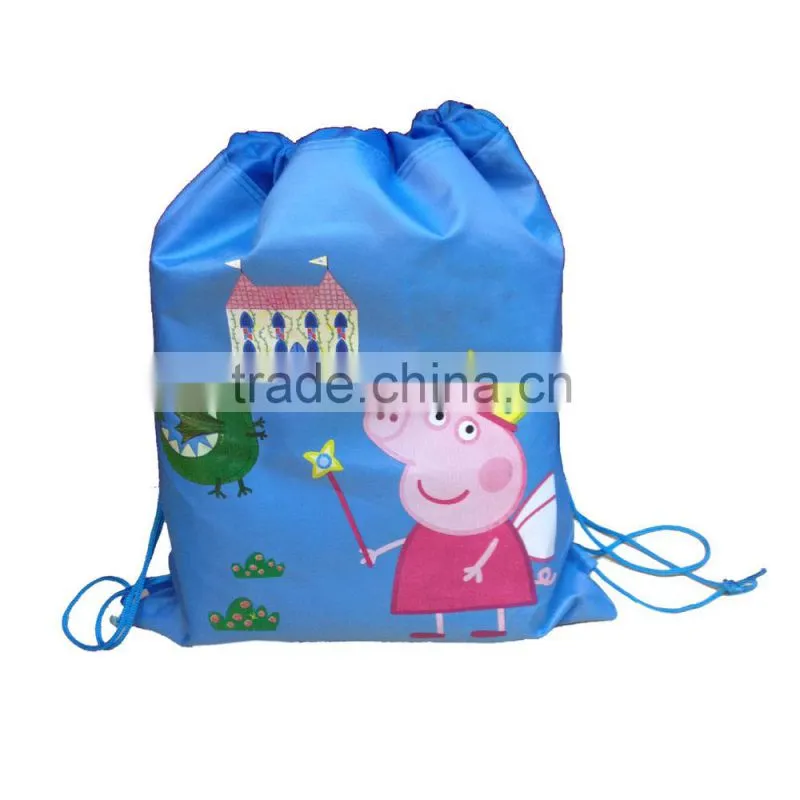 Pig Kid drawstring bag for back to school blue color