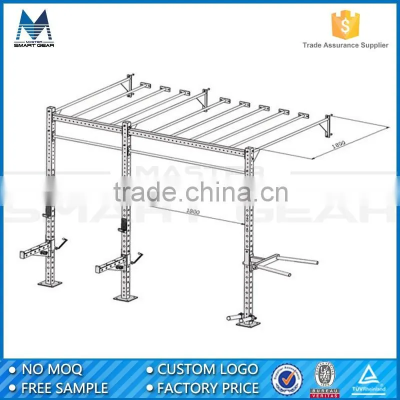 MSG 14' Powder Coated Steel Commercial Gym 4'+6'+4' Free Standing Crossfit Racks Mount Rig