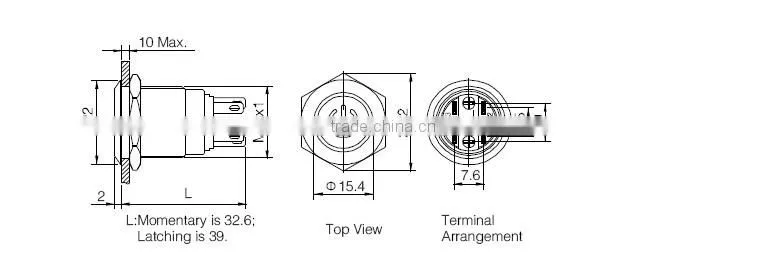 19mm Ring illuminated LED metal push button switch with wire