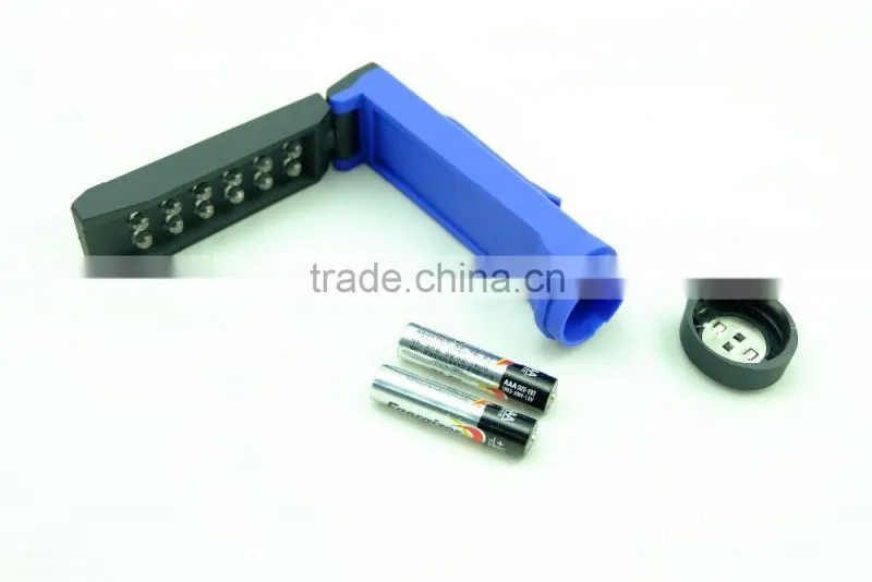 12 LED Work Torch Light Universal rotating 4*AAA battery Work Lamp Magnet Plastic