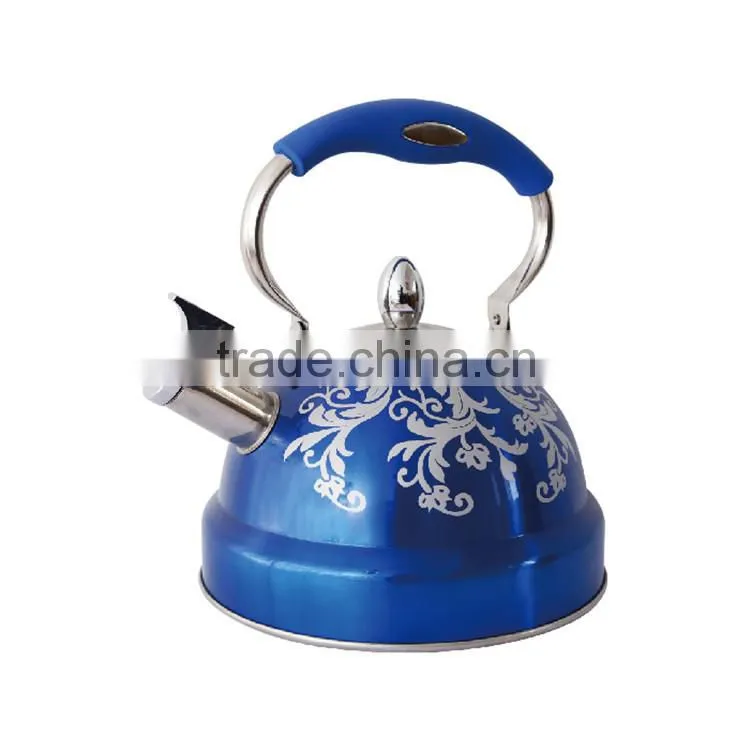 Capsulated Bottom non electric camping flower stainless steel whistling tea kettle