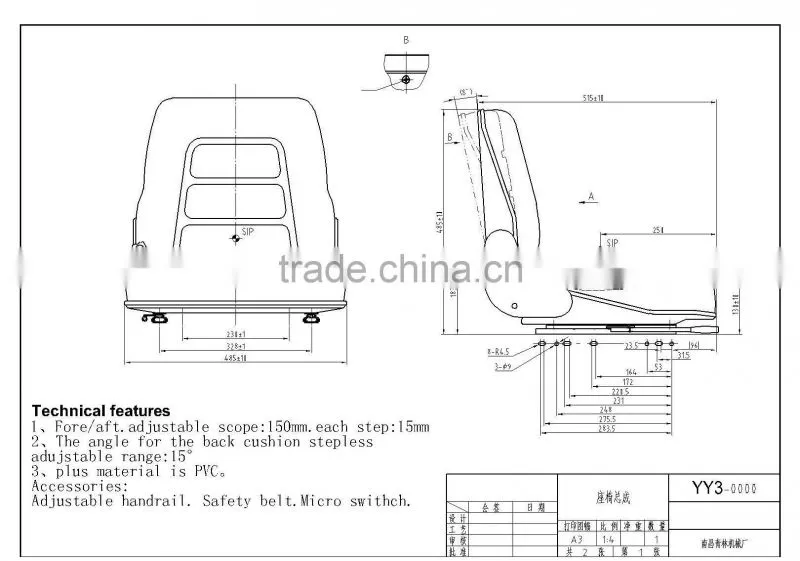 Construction machiney parts china forklift seat