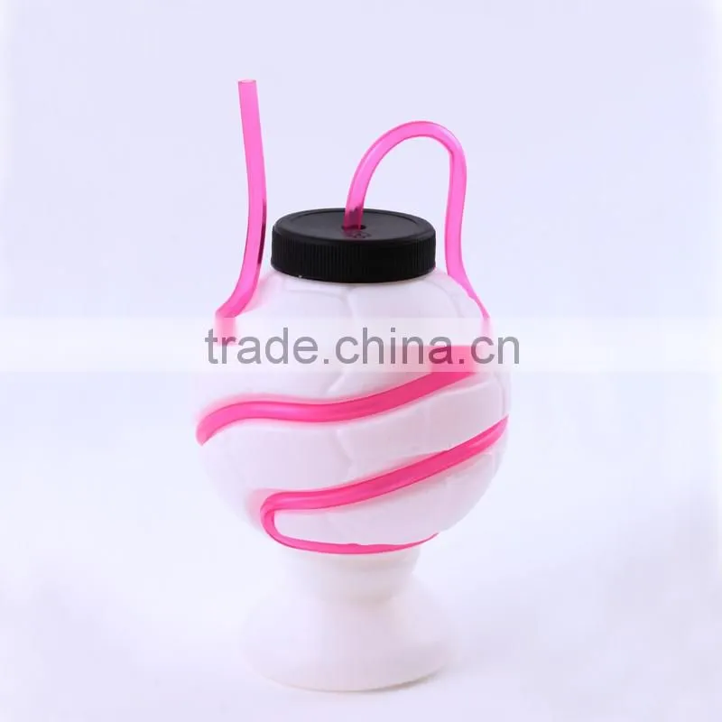 Plastic cup with swirly straw