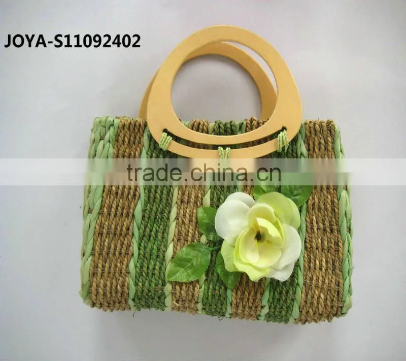 cotton print straw bag