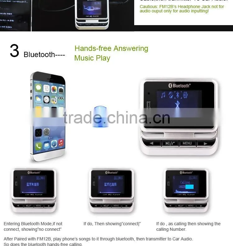 Bluetooth Car Kit Handsfree MP3 Player FM Transmitter USB Charger