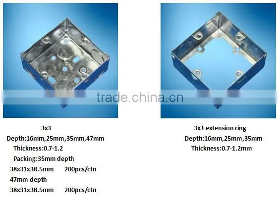 1+1+1 47mm sizes Electrical connecting metal Boxes Iraq GI boxes sizes