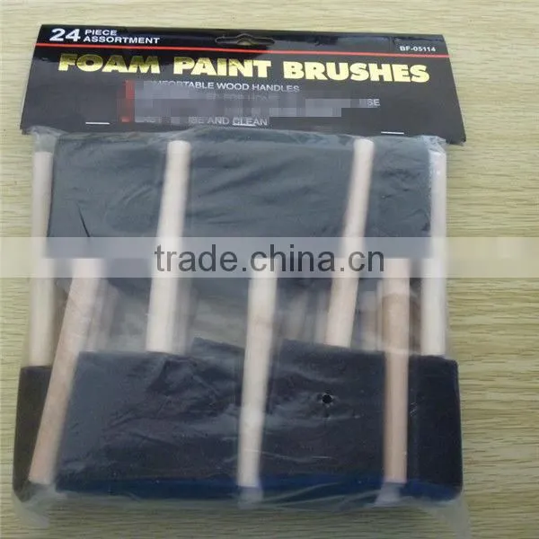 Plastic Wooden Handle Poly-brush Oil Painting Drawing Tools Artwork Stain Foam Roller Brush