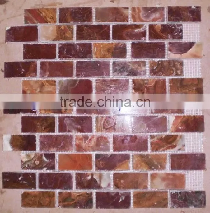 UNIQUE DESIGNS CUSTOM MADE MULTI RED ONYX MOSAIC TILES COLLECTIONS