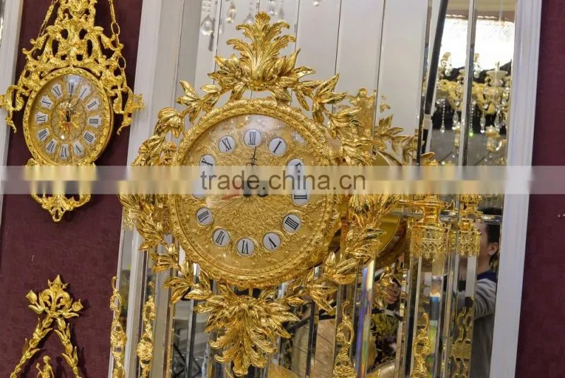 Home Luxury Decoration Antique 24K Gold Plated Floor Clock,Grandfather Clock, Elegant Brass Mounted Floor Clock