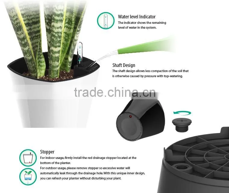 wholesale plastic garden flower pot,self-watering planter,hydroponic systems planter pots