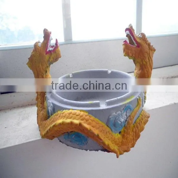 White double dragon Sandstone Round 150*150*80mm Ashtray On Sale