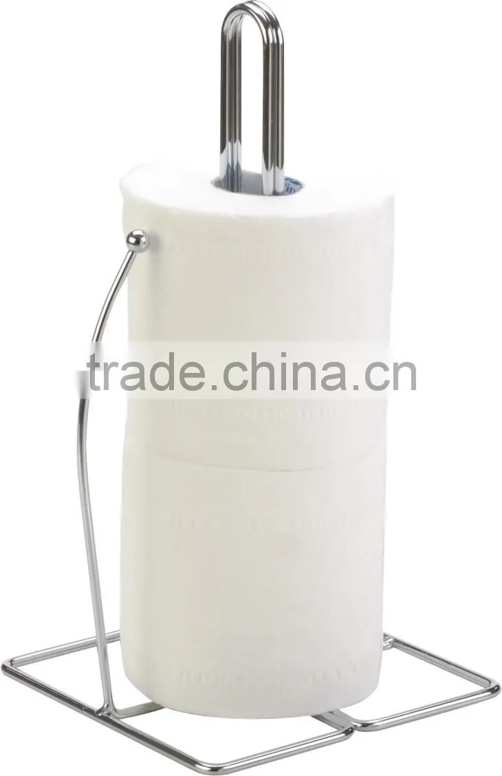 Freestanding Kitchen Use Metal Wire Tissue Paper Towel Holder Chrome