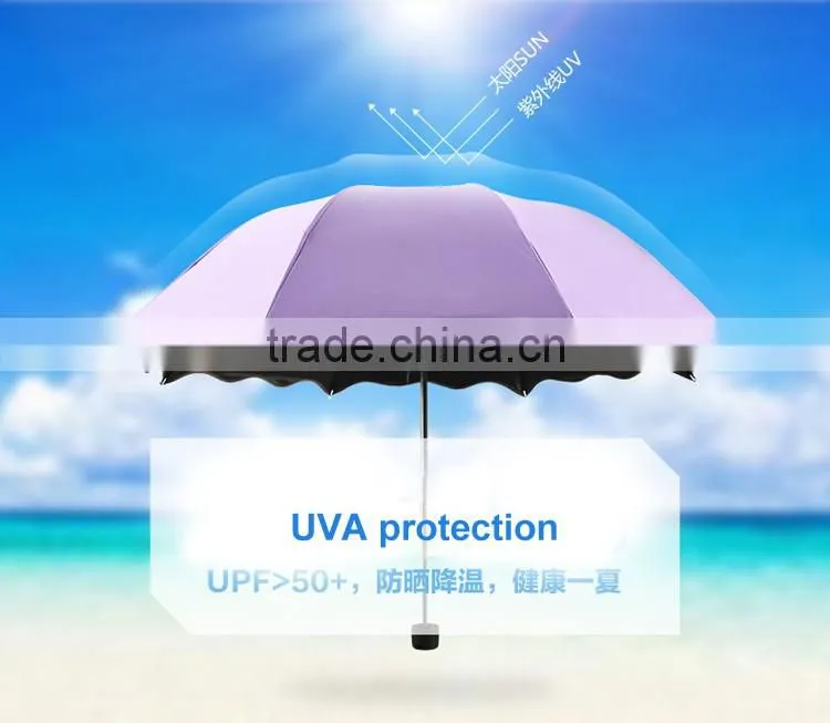 Meet water show the flower sun umbrella with UV, 3 folding umbrella