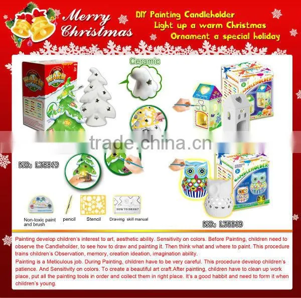 factory new design DIY free coloring ceramic owl candle holder