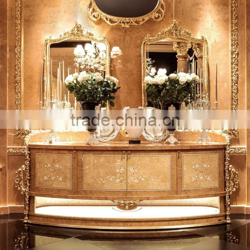 momoda New Arrival Luxury Golden Dining Table with beige Velvet Chairs, Royal Elegant Dining Room Set