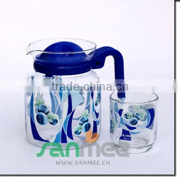 1.5L Heat Transfer Glass Beautiful Juice Gift Colorful Glass Water Set