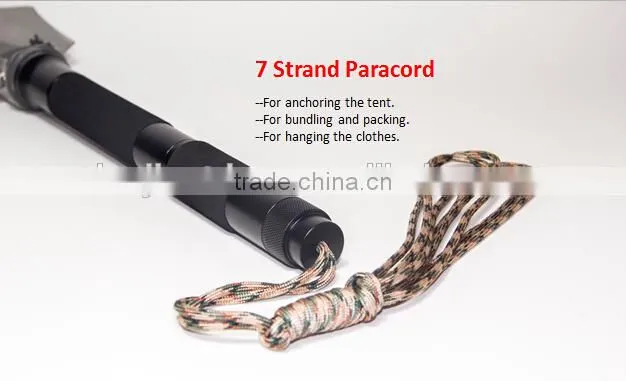 High-quality Multi-use Outdoor Sport Gear with Shovel Hoe Knife Hook Fire Starter