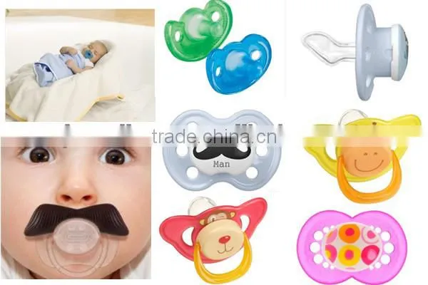 Funny bpa free charming silicone baby pacifier/soother