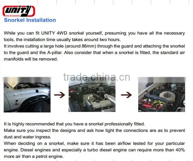 4wd offroad LLDPE 4x4 snorkel / 4x4 snorkel kit / snorkel 4x4 for V73A