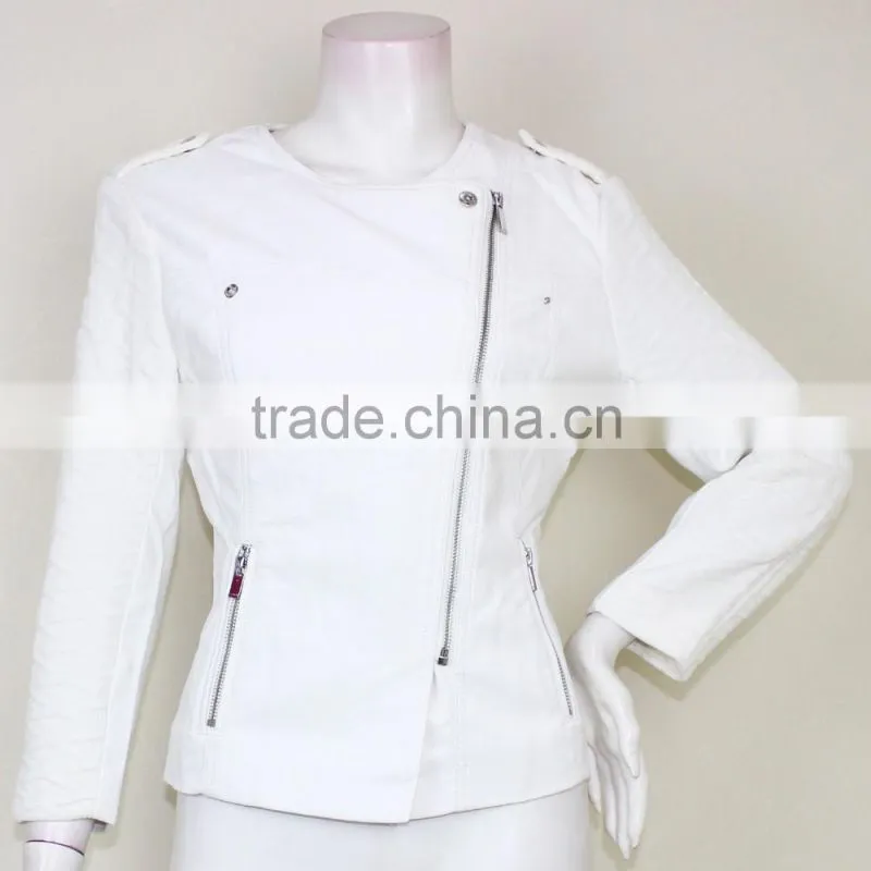 Hot Selling New Cool Design Women Zipper Slim Leather Jacket Wholesale