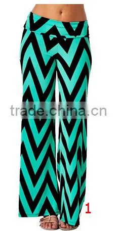 casual fat women loose black and white zigzag stripes high waist wide leg chevron palazzo pants