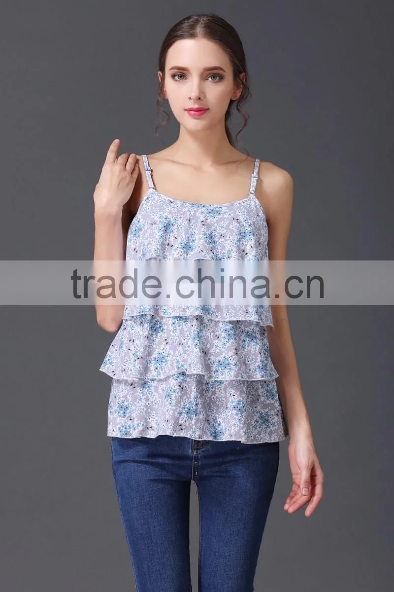 Floral Summer Cotton Maternity Chemise Breastfeeding Vest nursing tanks
