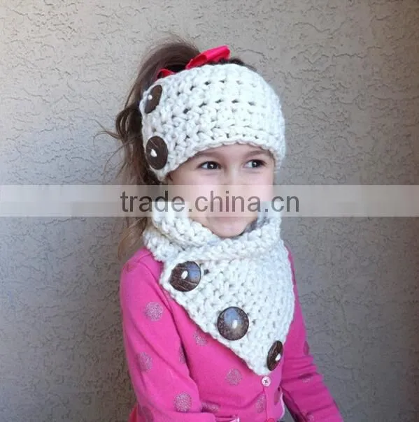 Crochet wool scarf sets for kids neck warmer and ear warmer sets
