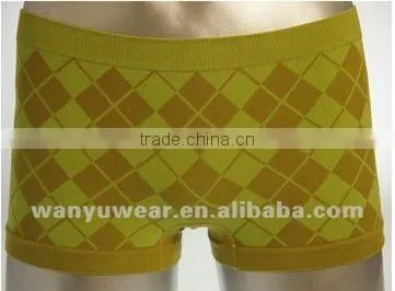 lady checkered cotton seamless underwear boyshort panty