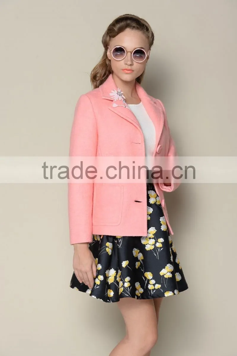 brand designer 2015 European style elegant plain coats and jackets woman