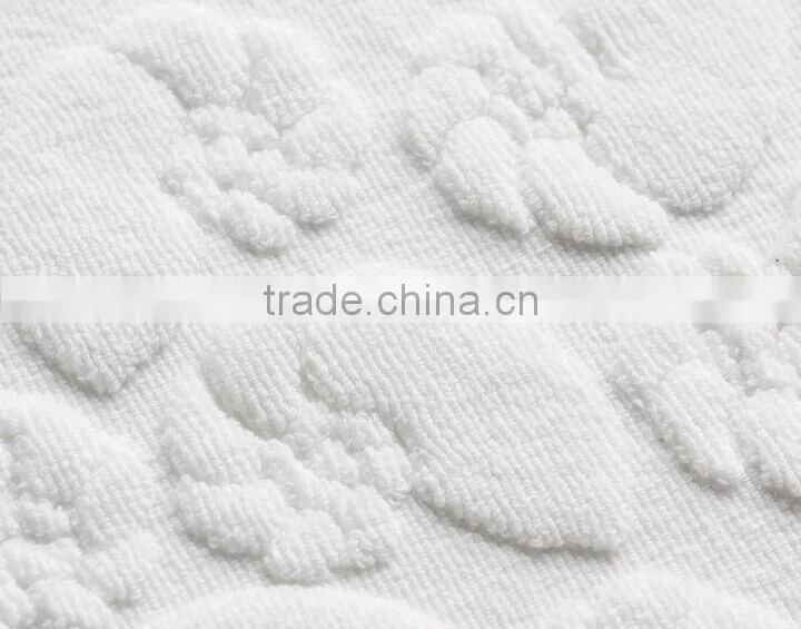 custom size 100% cotton washable white bath rug with hotel logo