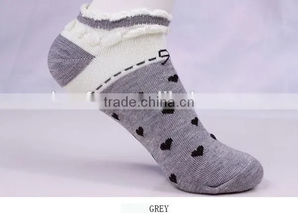 100%cotton pretty lace love heart pattern women socks