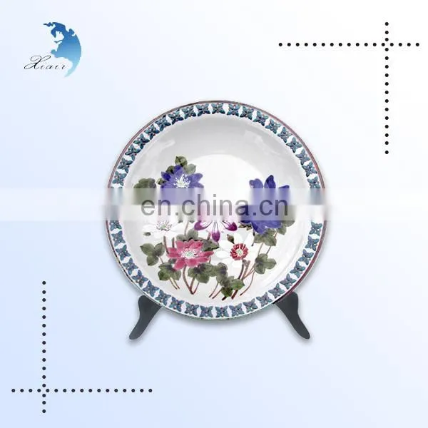 High quality antique design printed unique round shape plastic display plate