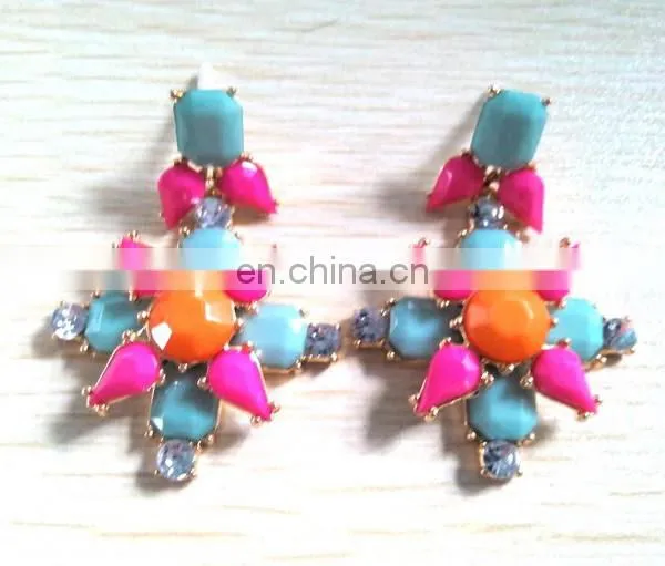 Bijuterias Atacado Cristal Brinco Fashion Emerald Clear Stone Earrings