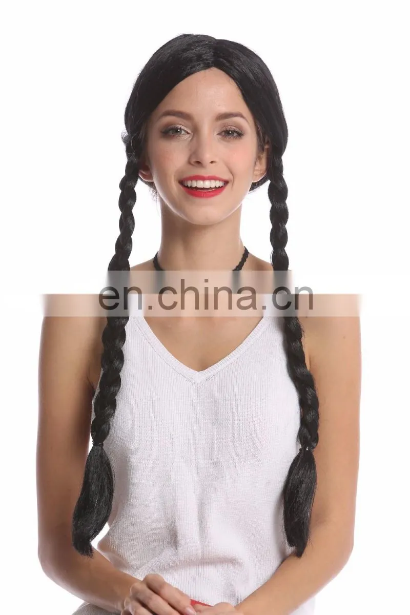 Black pigtail party wigs P-W229