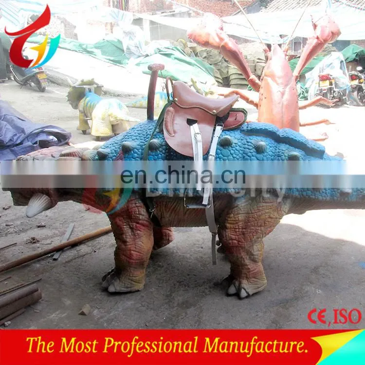 Life size mechanical walking dinosaur rides