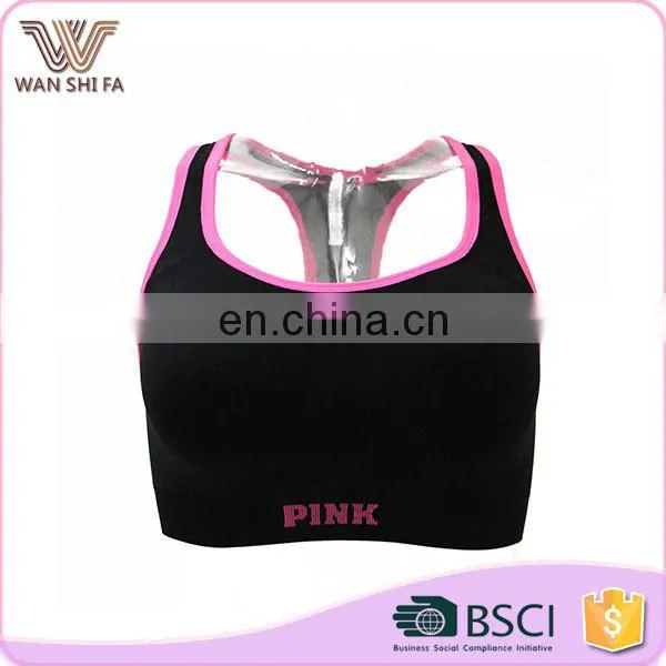 Fancy design fluorescent color bordure decoration special nylon sports bra top