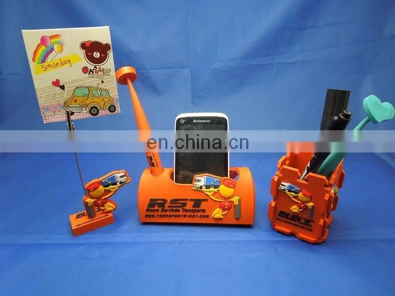 custom 3d pvc embossed design mobile phone holder/phone display stand