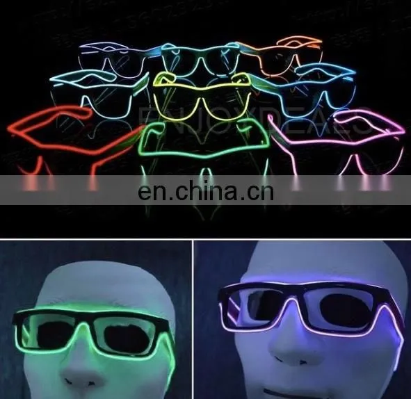 EL glasses El Wire Fashion Neon LED Light Up Shutter Shaped Glow Sun Glasses DJ Bright SunGlasses