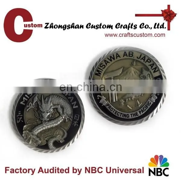 Quality custom Misawa AB Japan style antique silver souvenir coin